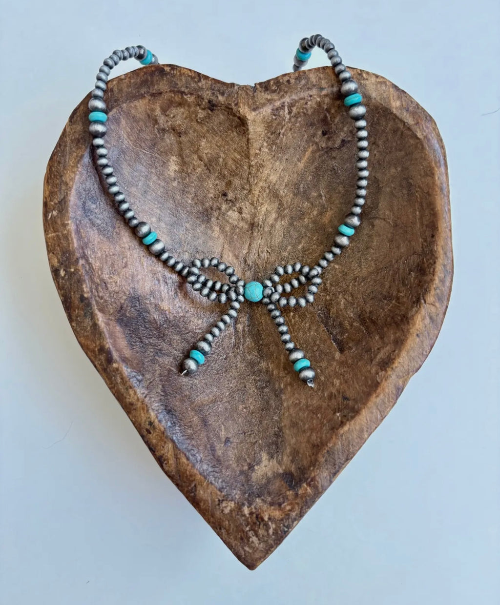 Turquoise Bow Beaded Necklace