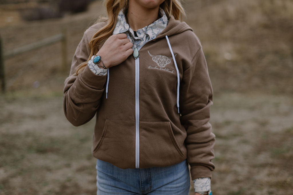 Random Road Ranch Embroidered Zip-Up Hoodie