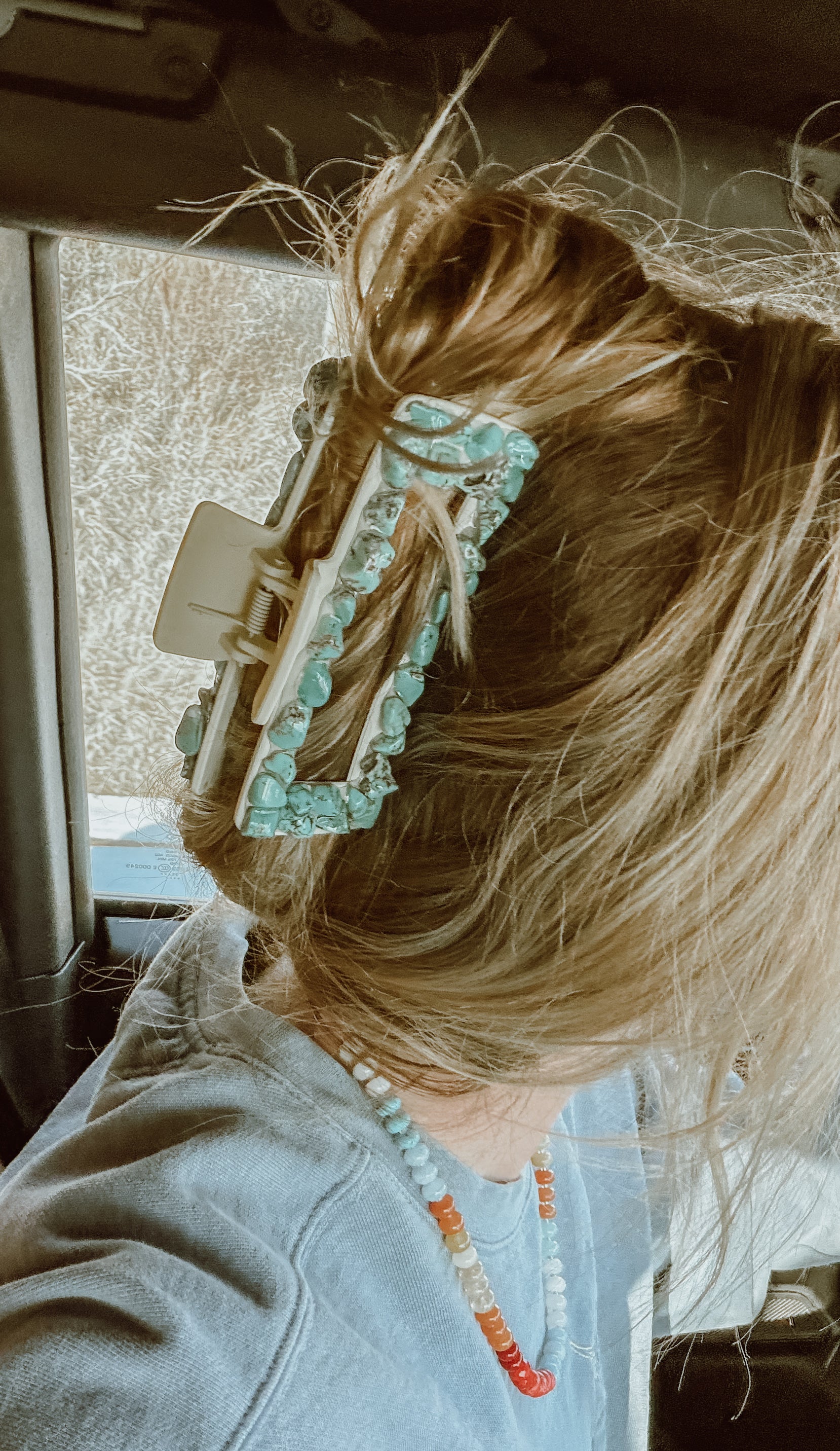 Handmade Turquoise Stone Hair Claw Clip